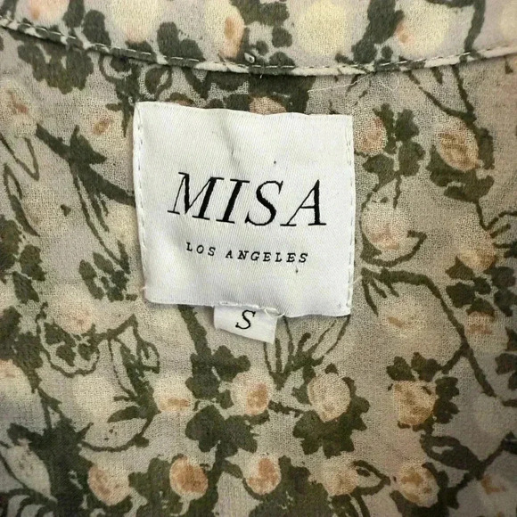MISA Los Angeles Floral Print Short Sleeve Button-Up Top size S - Picture 2 of 11